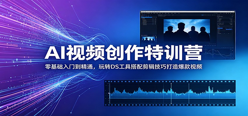 AI视频创作特训营：零基础入门到精通，玩转DS工具搭配剪辑技巧打造爆款视频-小行网创