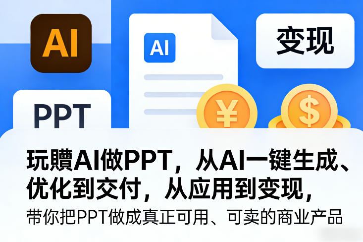 玩賺AI做PPT,从AI一键生成、优化到交付,从应用到变现,带你把PPT做成真正可用、可卖的商业产品(更新0513)-小行网创