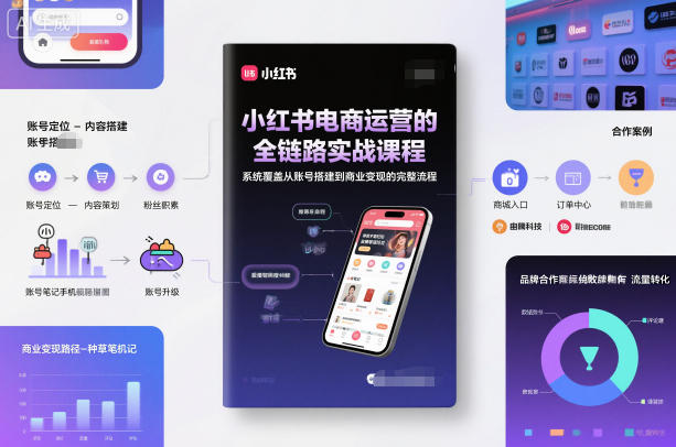 小红书电商运营的全链路实战课程，系统覆盖从账号搭建到商业变现的完整流程-小行网创