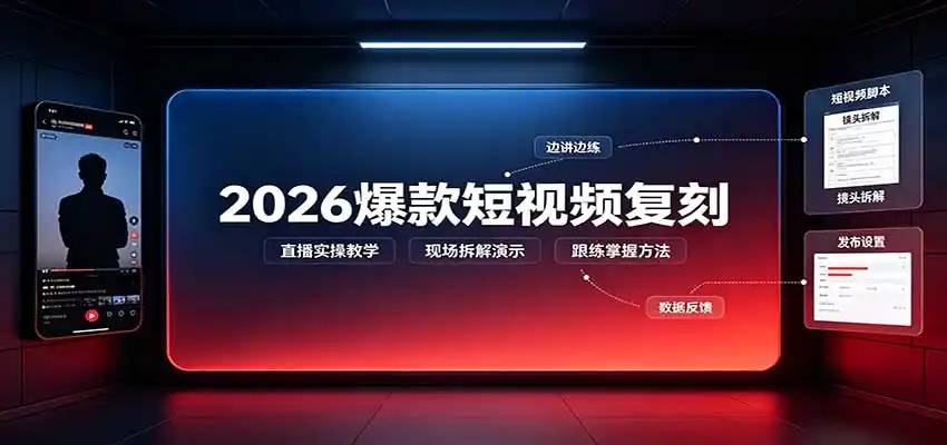 2026爆款短视频复刻：直播实操教学，配套文字文档掌握全流程-小行网创
