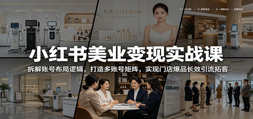 小红书美业变现实战课：拆解账号布局逻辑，打造多账号矩阵，实现门店爆品长效引流拓客-小行网创