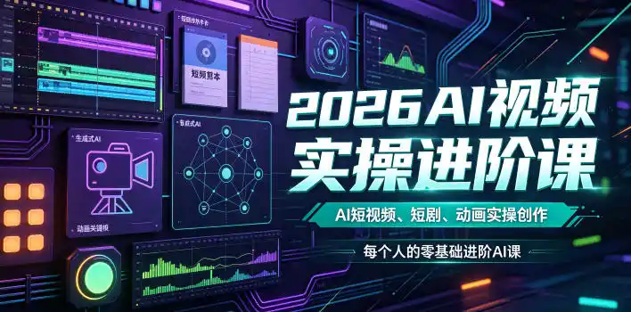 2026AI视频实操进阶课,AI短视频、短剧、动画实操创作,每个人的零基础进阶ai课(更新0825)-小行网创