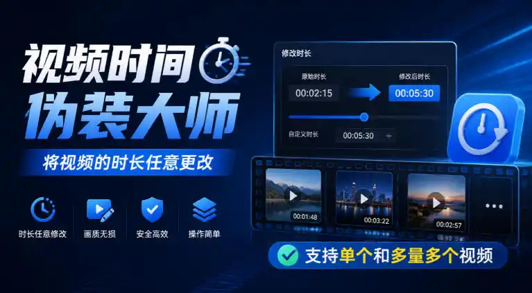 视频时间伪装大师,将视频的时长任意更改,支持单个和多量多个视频-小行网创