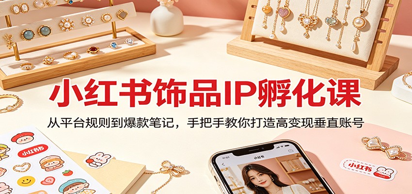 小红书饰品IP孵化课：从平台规则到爆款笔记，手把手教你打造高变现垂直账号-小行网创