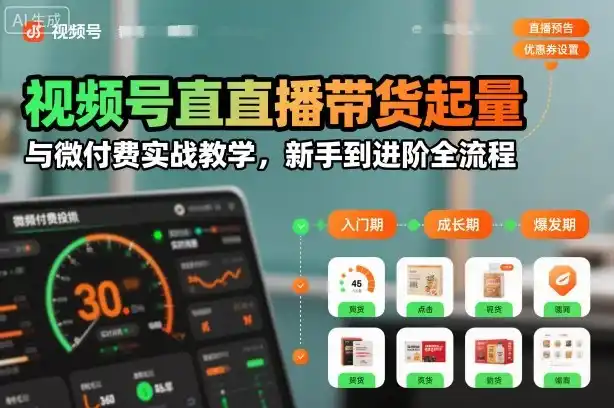 视频号直播带货起量与微付费实战教学，新手到进阶全流程(更新26年10月)-小行网创