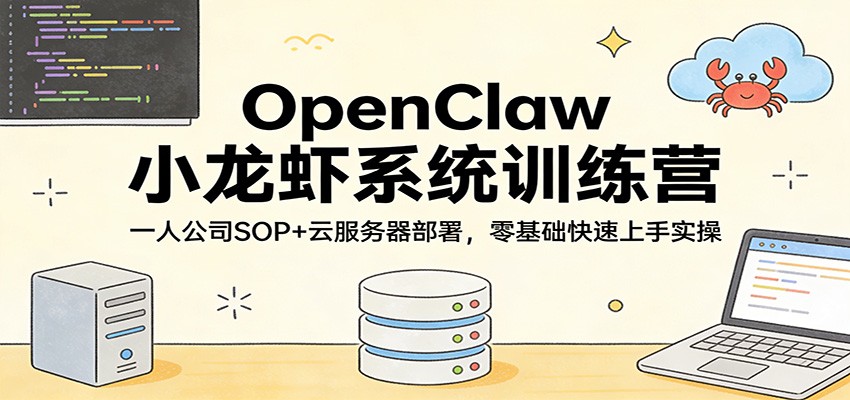 OpenClaw小龙虾系统训练营：一人公司SOP，云服务器部署，零基础快速上手实操-小行网创