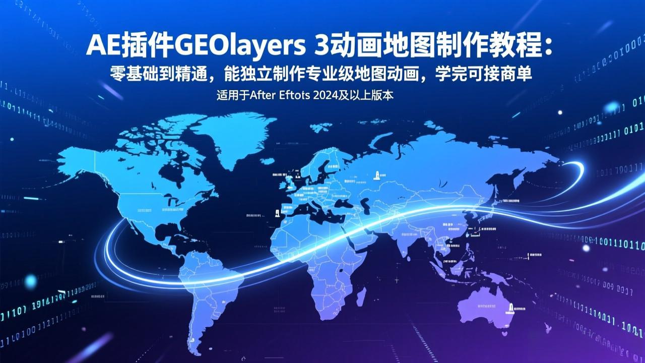 AE插件GEOlayers 3动画地图制作教程：零基础到精通，能独立制作专业级地图动画，学完可接商单-小行网创