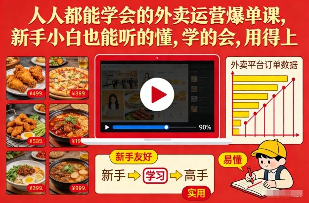 人人都能学会的外卖运营爆单课，新手小白也能听的懂，学的会，用得上-小行网创