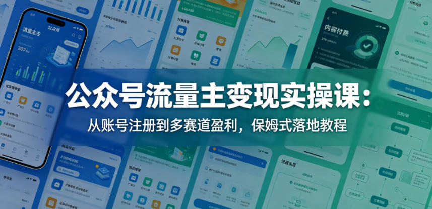 公众号流量主变现实操课：从账号注册到多赛道盈利，保姆式落地教程-小行网创