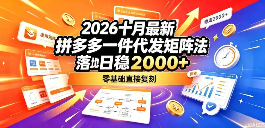 2026十月最新拼多多一件代发矩阵落地玩法，无需囤货压货，日稳入2k+，零基础直接复刻【揭秘】-小行网创