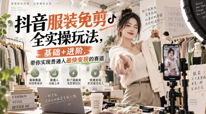 抖音服装免剪全实操玩法,基础+进阶,带你实现普通人最快变现的赛道-小行网创