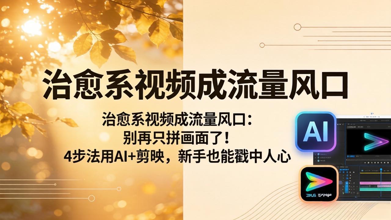 治愈系视频成流量风口：别再只拼画面了！4步法用AI+剪映，新手也能戳中人心-小行网创