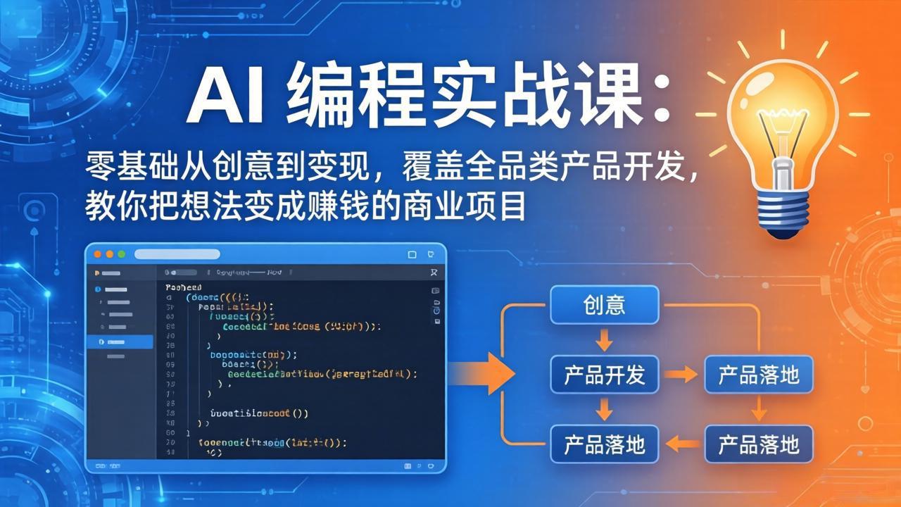 AI编程实战课-第三期-5月3更新：零基础从创意到变现，覆盖全品类产品开发，把想法变成赚钱项目-小行网创
