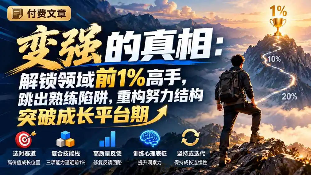 付费文章:变强的真相:解锁领域前1%高手,跳出熟练陷阱,重构努力结构突破成长平台期-小行网创