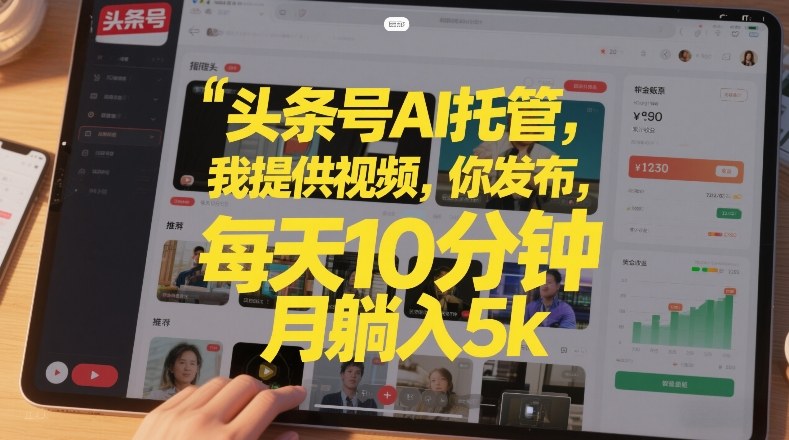 头条号AI托管，我提供视频，你发布，每天10分钟，月躺入5k+【揭秘】-小行网创