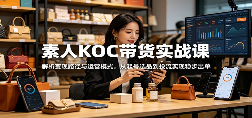 素人KOC带货实战课：解析变现路径与运营模式，从起号选品到投流实现稳步出单-小行网创