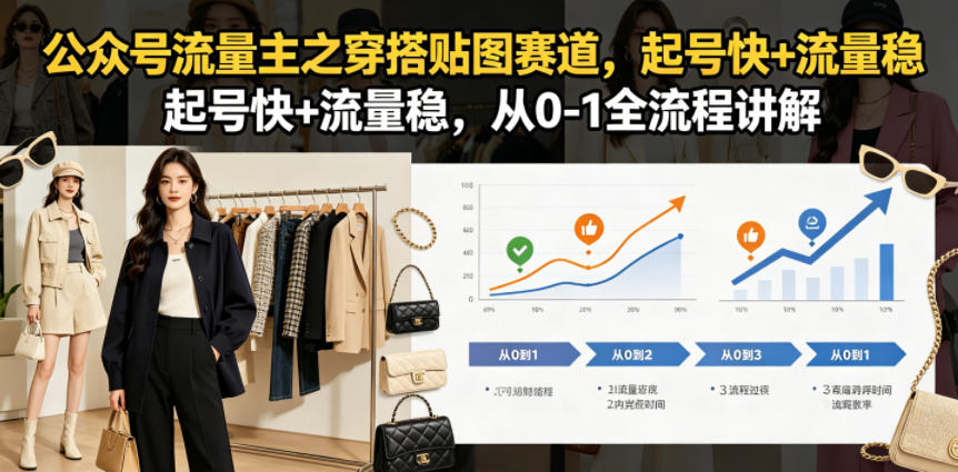 公众号流量主之穿搭贴图赛道,起号快+流量稳,从0-1全流程讲解-小行网创