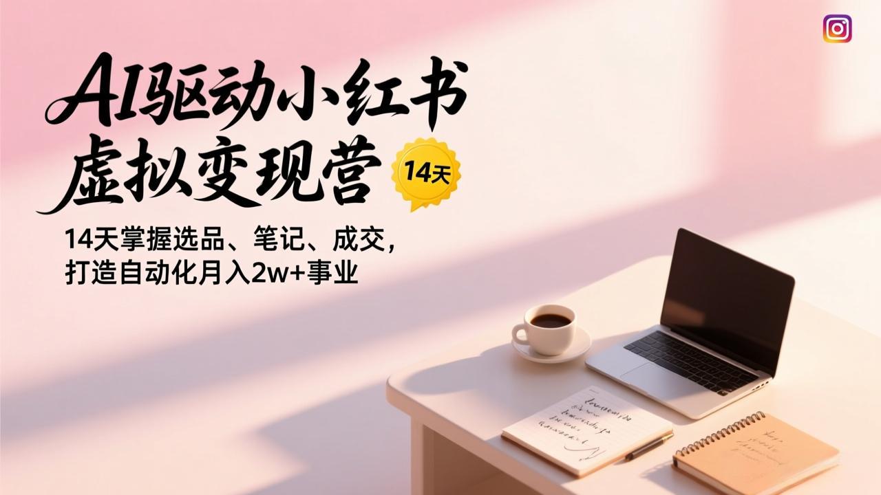 AI驱动小红书虚拟变现营，14天掌握选品、笔记、成交，打造自动化月入2w+事业-小行网创