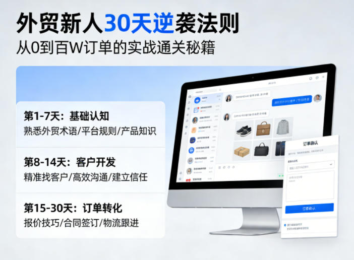 外贸新人30天逆袭法则，教你从0到百W订单的实战通关秘籍-小行网创