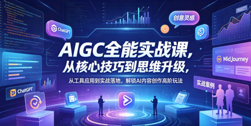 AIGC全能实战课，从核心技巧到思维升级，从工具应用到实战落地，解锁AI内容创作高阶玩法-小行网创
