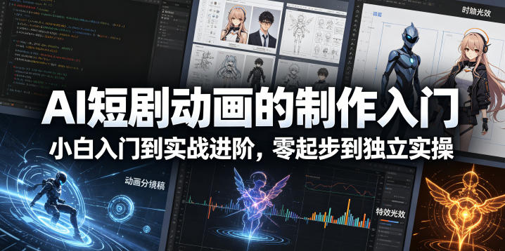 AI短剧动画的制作入门，小白入门到实战进阶，零起步到独立实操-小行网创