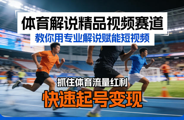 体育解说精品视频赛道,教你用专业解说赋能短视频,抓住体育流量红利,快速起号变现-小行网创