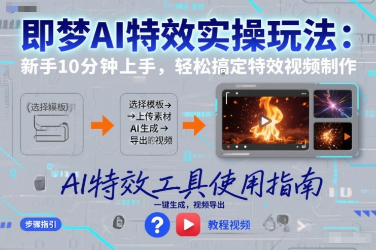 即梦AI特效实操玩法：新手10分钟上手，轻松搞定特效视频制作-小行网创