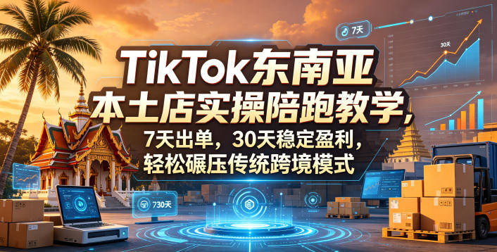 TikTok东南亚本土店实操陪跑教学，7天出单，30天稳定盈利，轻松碾压传统跨境模式-小行网创