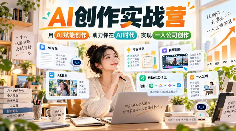 AI创作实战营,用AI赋能创作,助力你在AI时代,实现一人公司创作(更新)-小行网创