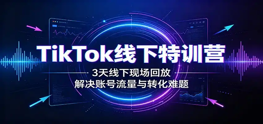 TikTok线下特训营:3天线下现场回放,解决账号流量与转化难题-小行网创
