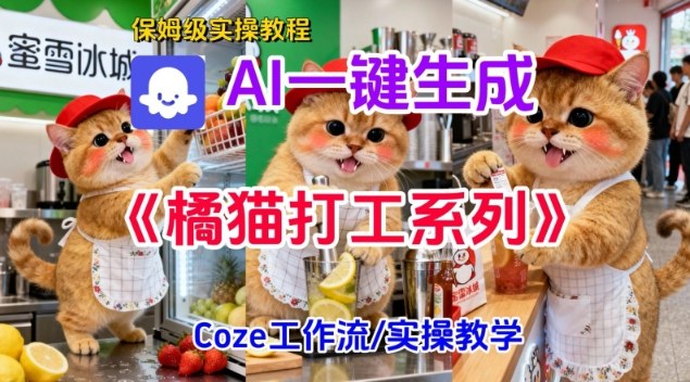 Coze扣子工作流一键生成胖橘猫打工短视频，保姆级实操搭建教学-小行网创