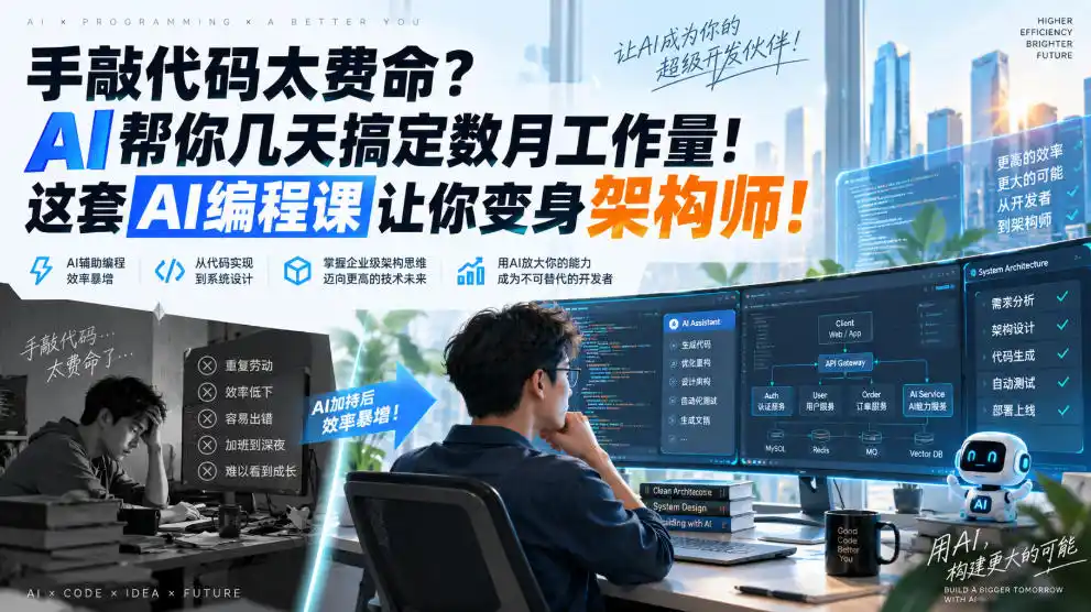 手敲代码太费命?AI帮你几天搞定数月工作量!这套AI编程课让你变身架构师!【原创双语字幕】-小行网创