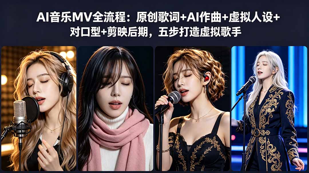 AI音乐MV全流程：原创歌词+AI作曲+虚拟人设+对口型+剪映后期，五步打造虚拟歌手-小行网创
