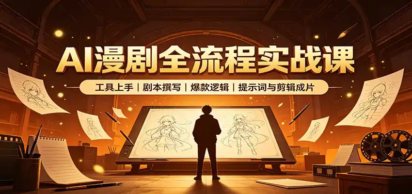AI漫剧全流程实战课：工具上手、剧本撰写、爆款逻辑、提示词与剪辑成片-小行网创