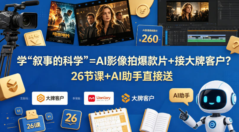 学《叙事的科学》=AI影像拍爆款片+接大牌客户？26节课+AI助手直接送【原创双语字幕】-小行网创