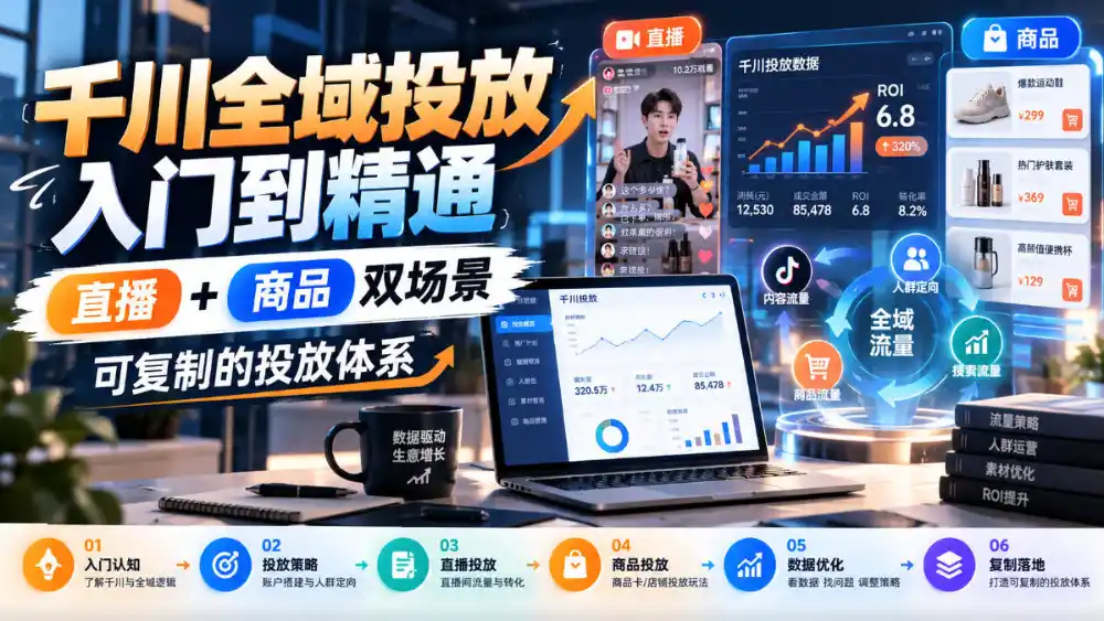 千川全域投放入门到精通,直播+商品双场景,可复制的投放体系(更新1026)-小行网创