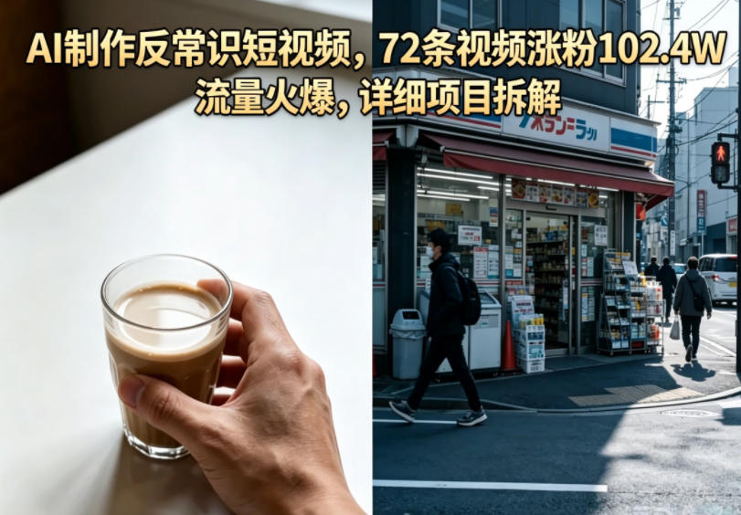 AI制作反常识短视频,72条视频涨粉102.4W,流量火爆,详细项目拆解-小行网创