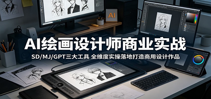 AI绘画设计师商业实战:SD/MJ/GPT三大工具,全维度实操落地打造商用设计作品-小行网创