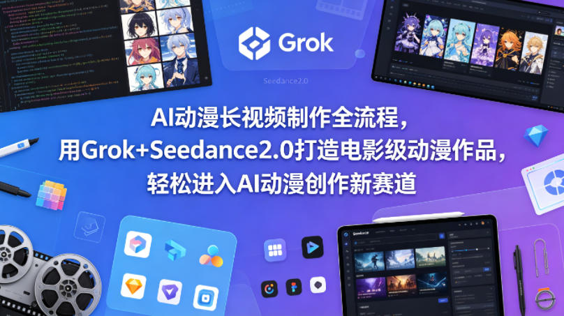 AI动漫长视频制作全流程，用Grok+Seedance2.0打造电影级动漫作品，轻松进入AI动漫创作新赛道-小行网创