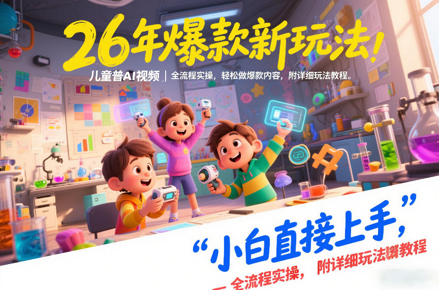 26年爆款新玩法，儿童科普AI视频，全流程实操，轻松做爆款内容，小白直接上手，附详细玩法教程-小行网创