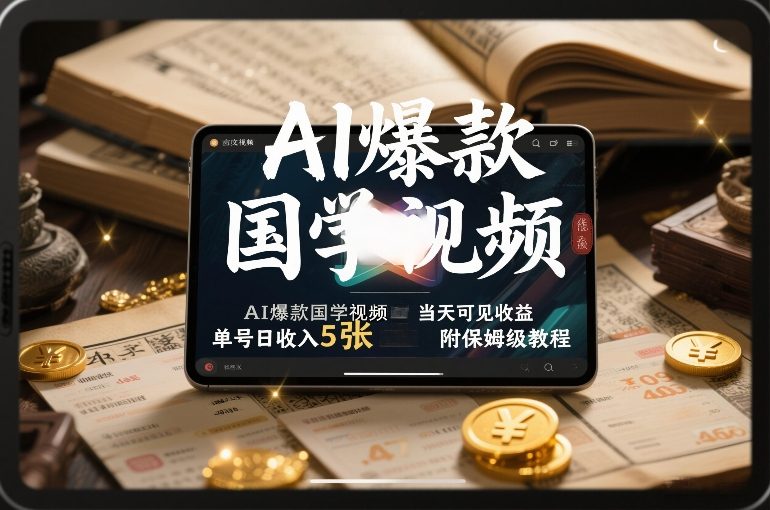 AI爆款国学视频，独家起号方法，小白直接上手，当天可见收益，单号日收入5张+附保姆级教程-小行网创