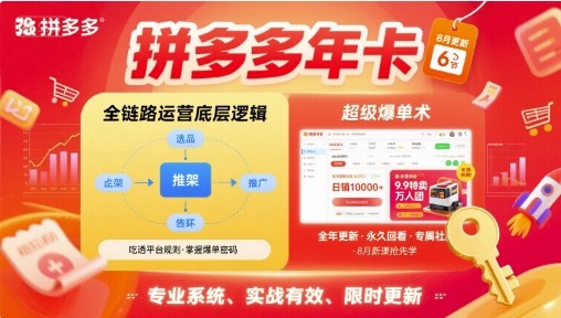 拼多多年卡，拼多多全链路运营底层逻辑，超级爆单术【更新26年1月】-小行网创