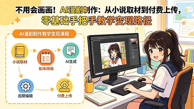 不用会画画!AI漫剧制作:从小说取材到付费上传,零基础手把手教学变现路径-小行网创