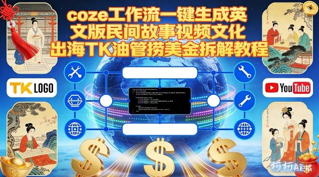 Coze扣子工作流一键生成英文版民间故事视频，文化出海TK油管捞美金拆解教程-小行网创