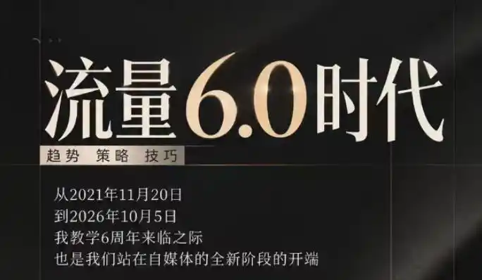 流量6.0时代直播课2026年10月，流量6.0时代的趋势、策略、技巧，2027年前，你的IP能否做起来，本场直播就是你的转折点-小行网创