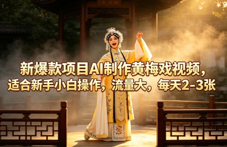 新爆款项目AI制作黄梅戏视频，适合新手小白操作，流量大，每天2-3张-小行网创