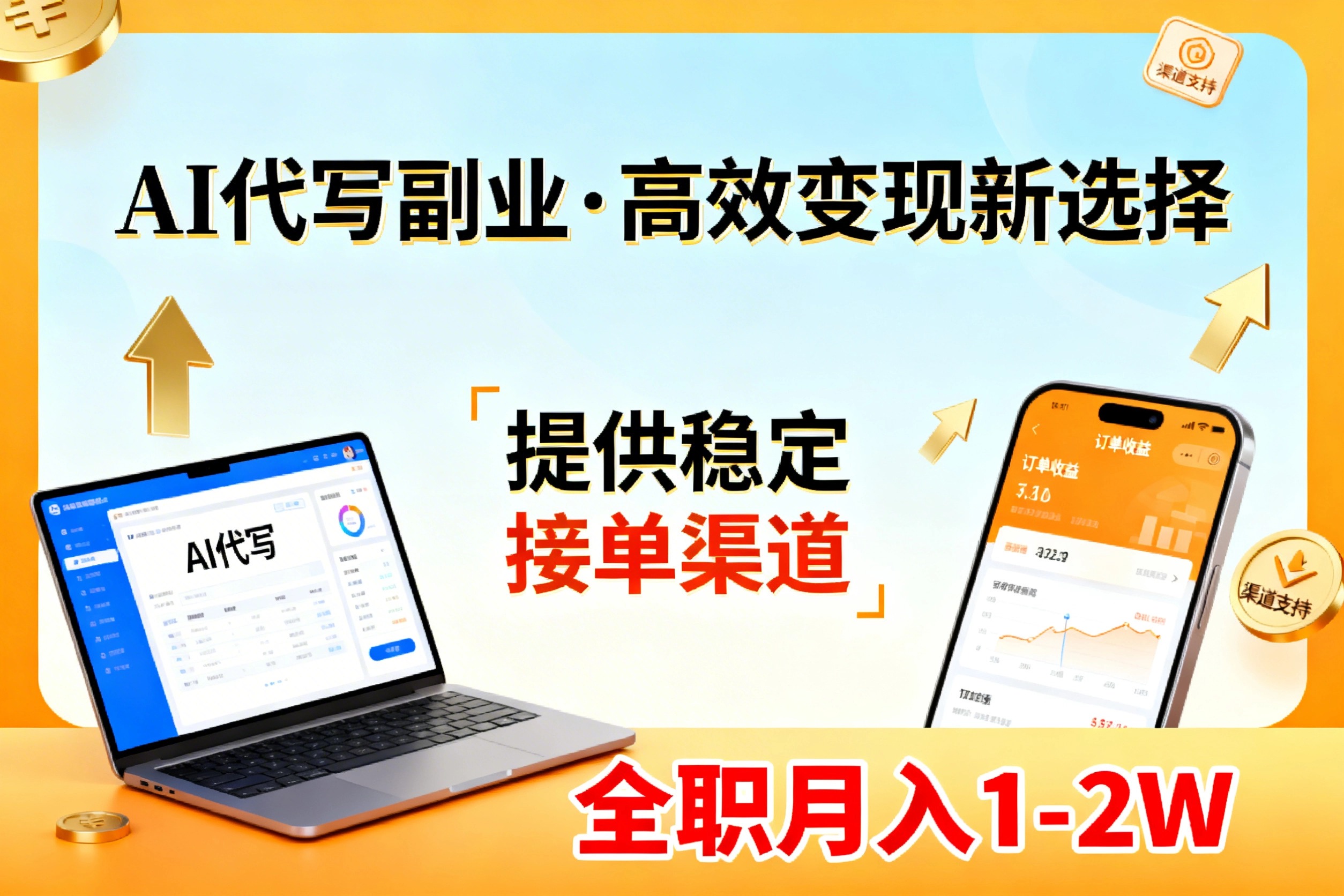 AI代写副业，高效变现，提供渠道，永不失业副业兼职 全职月入1-2W【SOP手册】-小行网创