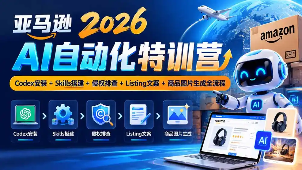 亚马逊2026AI自动化-10月特训营:Codex安装+Skills搭建+侵权排查+Listing文案+商品图片生成全流程-小行网创