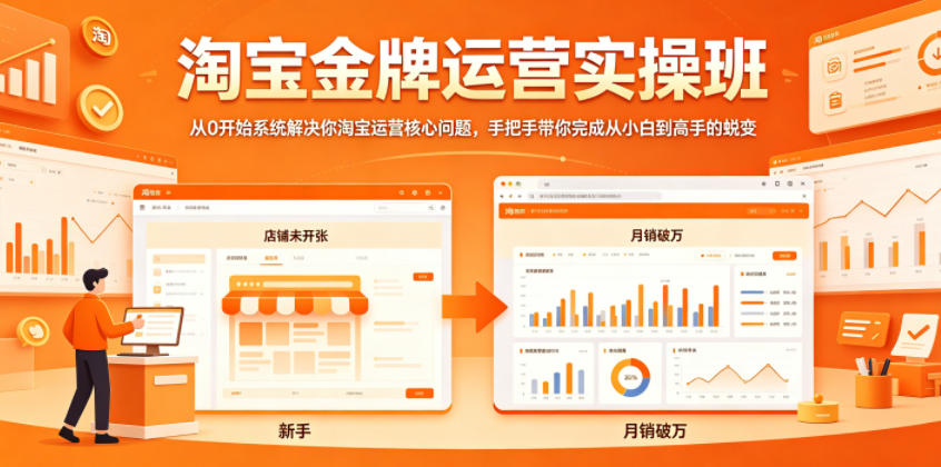 淘宝金牌运营实操班,从0开始系统解决你淘宝运营核心问题,手把手带你完成从小白到高手的蜕变-小行网创