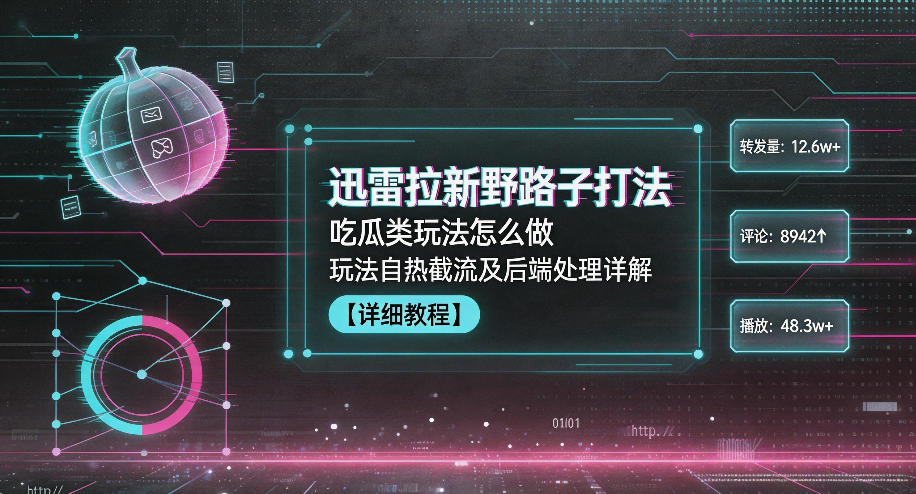 迅雷拉新野路子打法，吃瓜类玩法怎么做，玩法自热截流及后端处理详解-小行网创